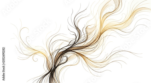 Φωτογραφία Abstract flowing hair strands with golden and dark brown highlights