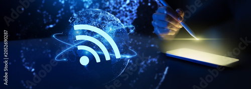 Fotografie WiFi Wireless Network Connectivity for Mobile Device Interaction and Digital Com