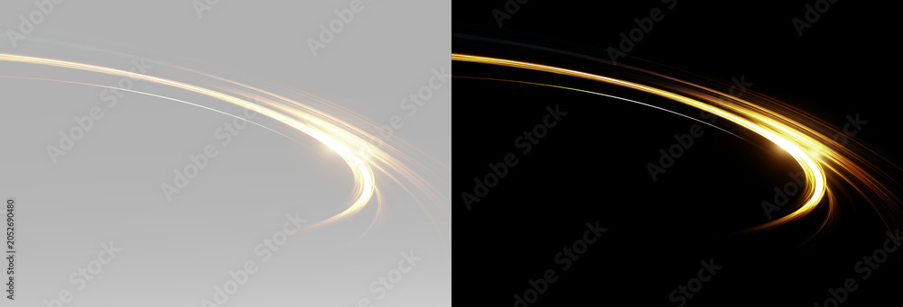 Obraz premium Abstract golden light streak showing smooth curved trajectory PNG