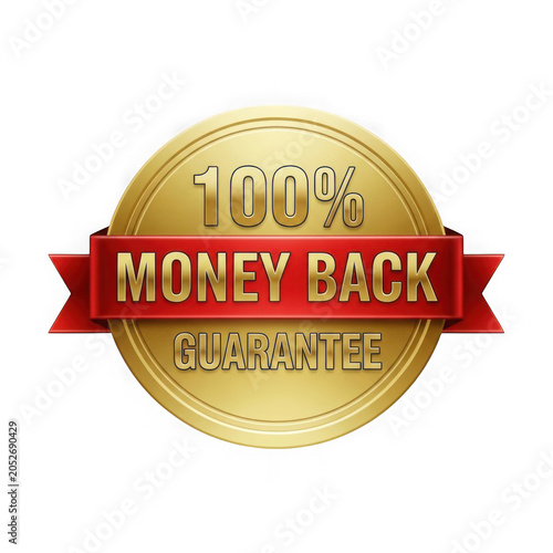 Golden money back guarantee badge