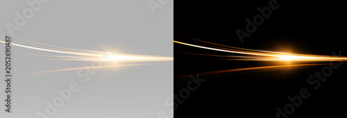 Foto Luminous curve swoop representing fast speed and power, overlay gold line