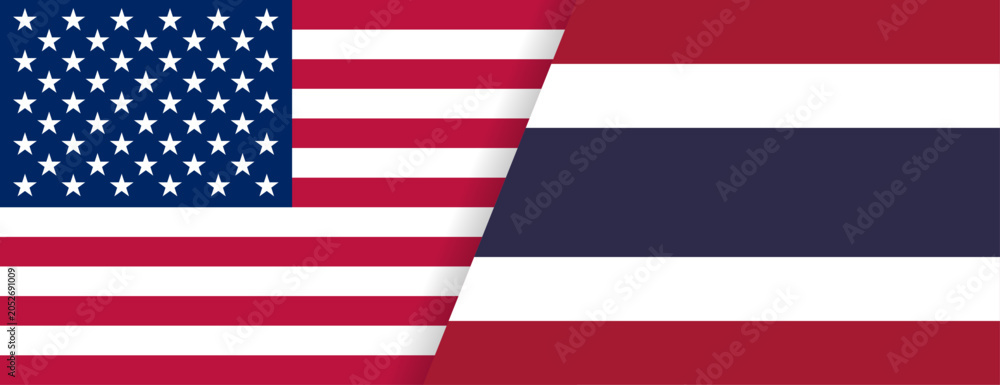 Obraz premium アメリカとタイの国旗コンビネーションデザイン 国際交流イラスト素材 USA and Thailand Flag Combination International Illustration Design 