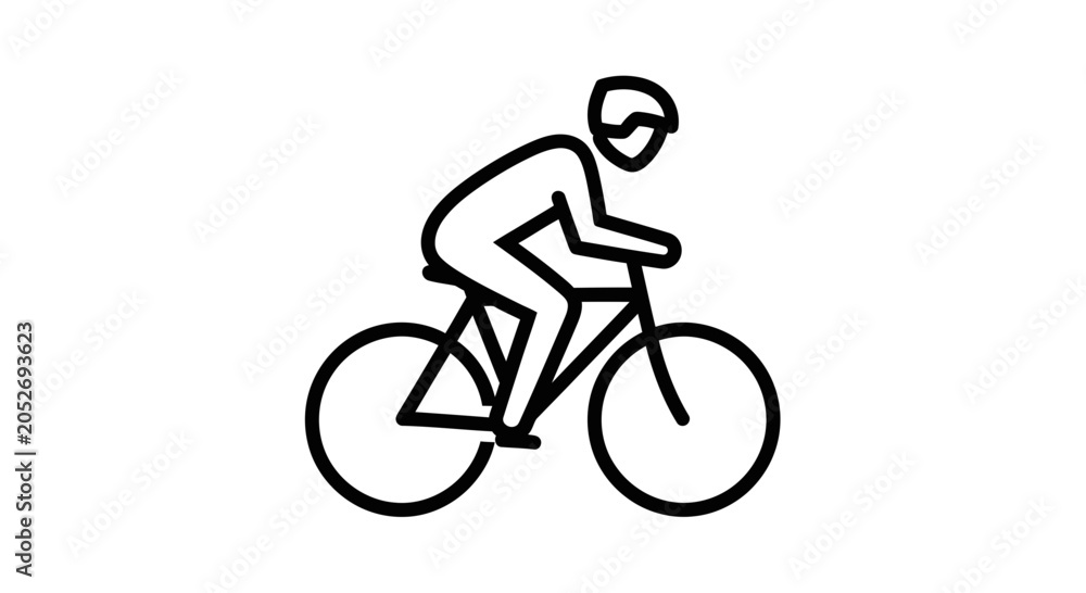 Obraz premium Cyclist Icon: Simple Line Art of a Person Riding a Bicycle