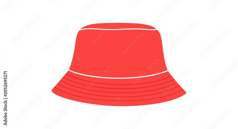Fototapeta premium Red Bucket Hat Isolated on White Background