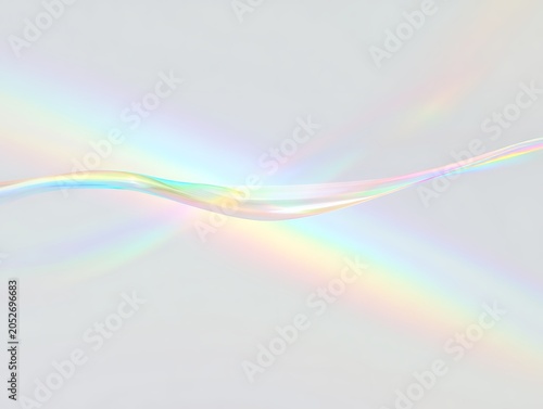 Abstract rainbow spectrum flowing light wave on a soft neutral white background with spectrum abstract prismatic ethereal