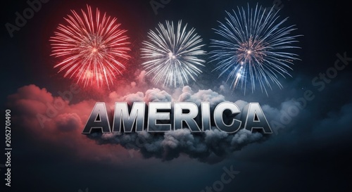 Patriotic fireworks display on us independence day celebrating american freedom