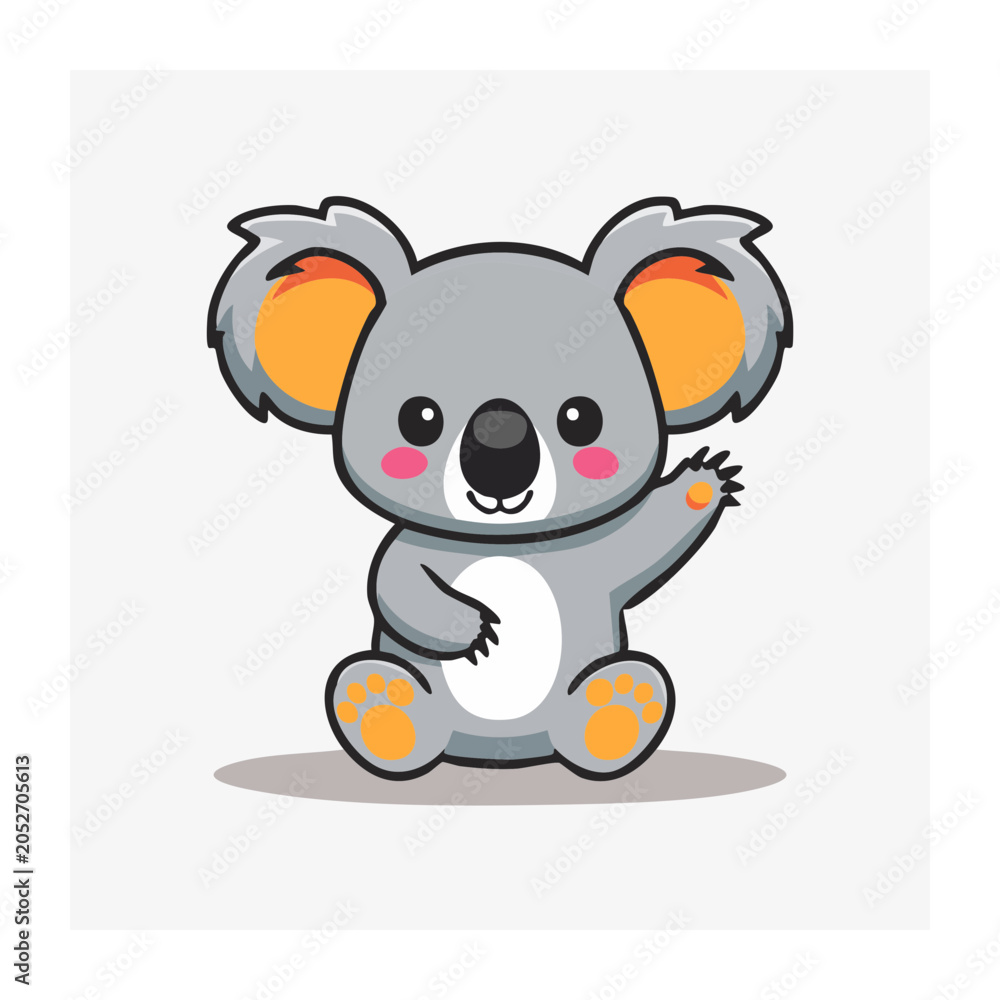 Fototapeta premium Cute cartoon koala waving hello