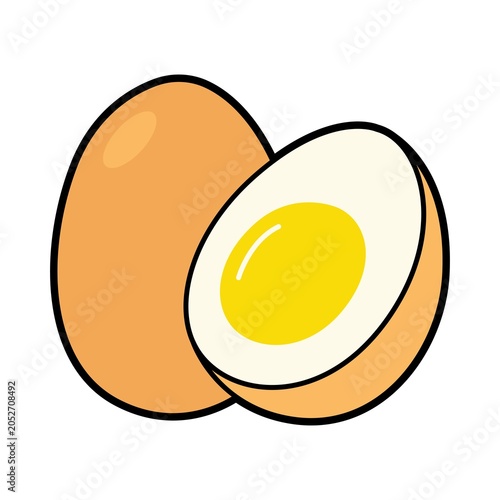 Foto Cute Boiled Eggs illustration in simple flat cartoon style with clean outline isolated on light background