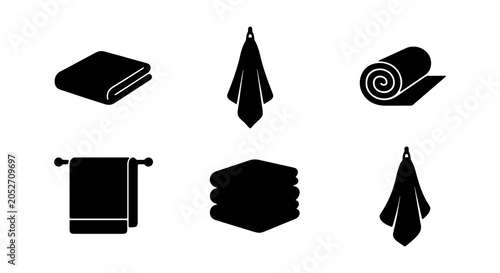 Bilde på lerret Towel Icons Set, Bathroom Fabric Objects, Laundry Hygiene Symbols, Vector Collec