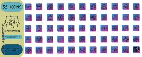 AI Automation Gradient Icon Pack Vector Collection