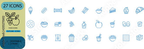 Food and Beverage Icon Pack Collection Vector Set