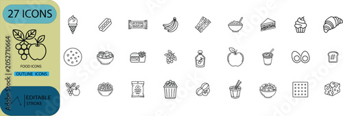 Food and Beverage Icon Pack Collection Vector Set