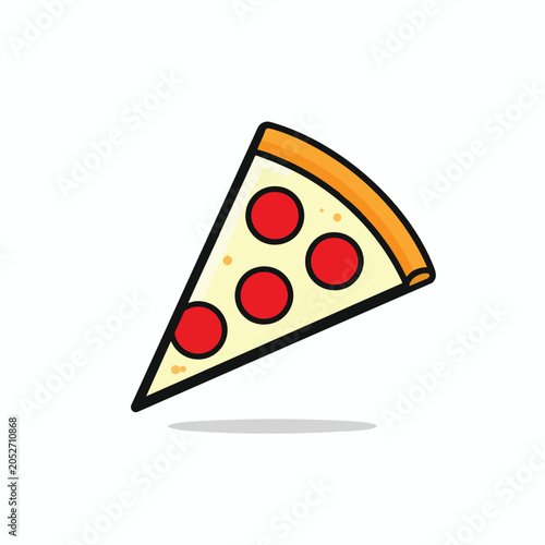 A delicious single slice of pepperoni pizza illustration.