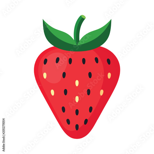 A vibrant red strawberry illustration isolated on white background.