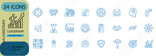 Leadership Business Icon Pack Collection Vector Set