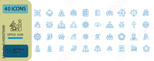 Office Business Color Icon Pack Collection Vector Set