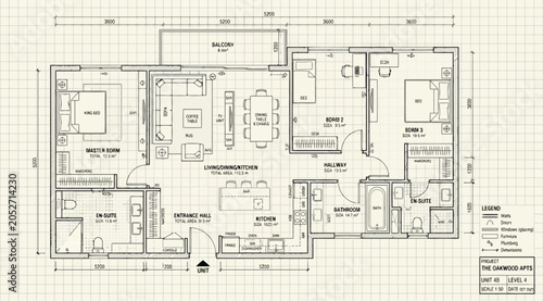 Detailed floor plan of a residential apartment unit
