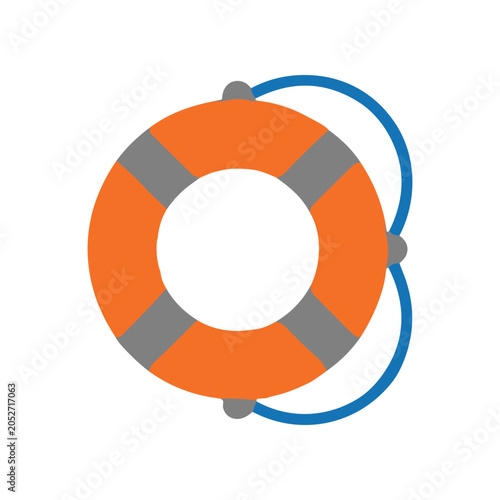 Foto Life preserver ring with rope.