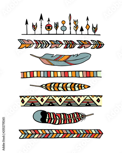 Vector card with hand drawn tribal symbolism images. Beautiful ethnic design elements, ink drawing. Perfect for lifestyle or inspiration posters
