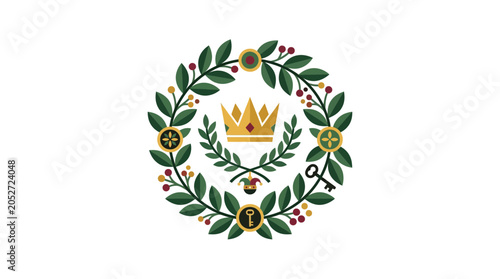 Photos Royal Laurel Wreath with Crown and Keys Emblem