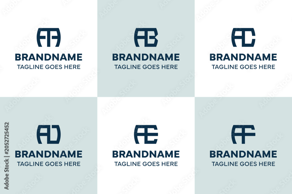 Fototapeta premium Letters AA AB AC AD AE AF Monogram Logo Set, for AA BA CA DA EA FA Initials Brand