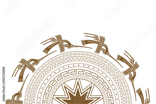 Konstfotografi Traditional Vietnamese bronze drum half circle vector border ornament
