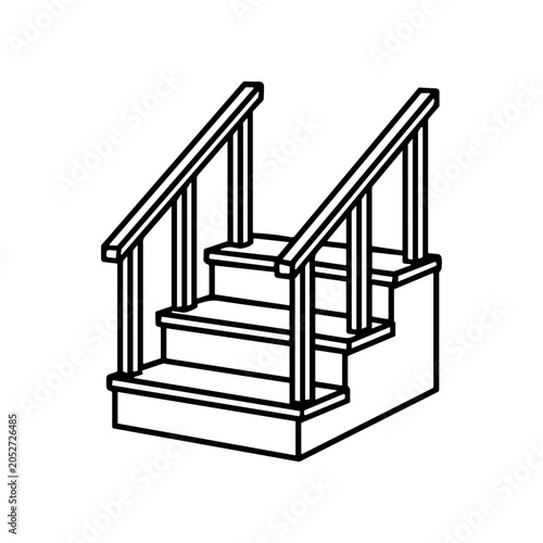 Staircase with railings and steps.