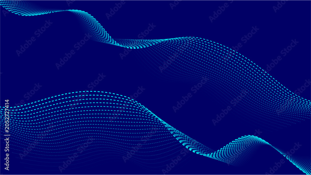 Fototapeta premium Abstract 3D wave background with blue and cyan dotted particles