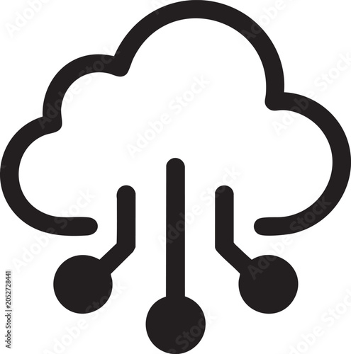 Black cloud with integrated circuit lines and connection nodes
