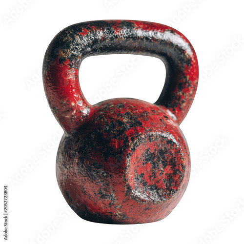 Red kettlebell weight for fitness training Isolated transparent on white background