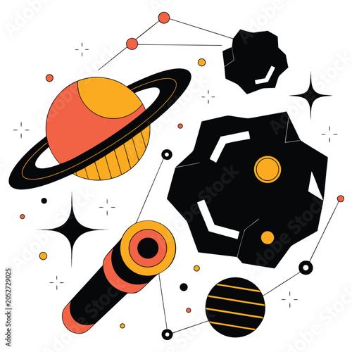 International Asteroid Day Space Awareness Vector Illustration