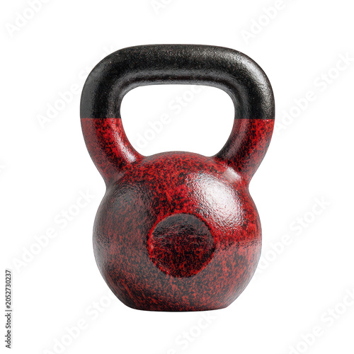 Red kettlebell weight for fitness training Isolated transparent on white background
