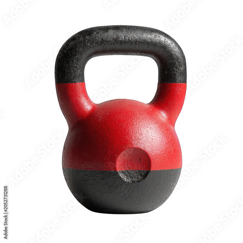 Red kettlebell weight for fitness training Isolated transparent on white background