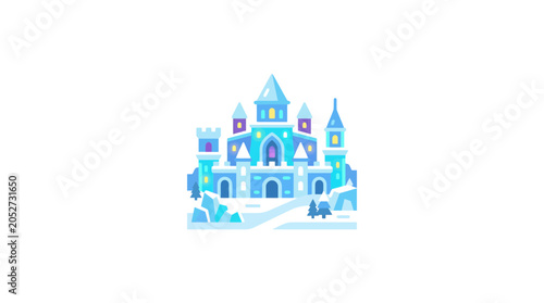 Canvas-taulu Magical Winter Castle Icon - Frozen Palace Illustration