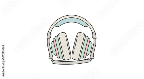 Colorful headphones with ear cushions.