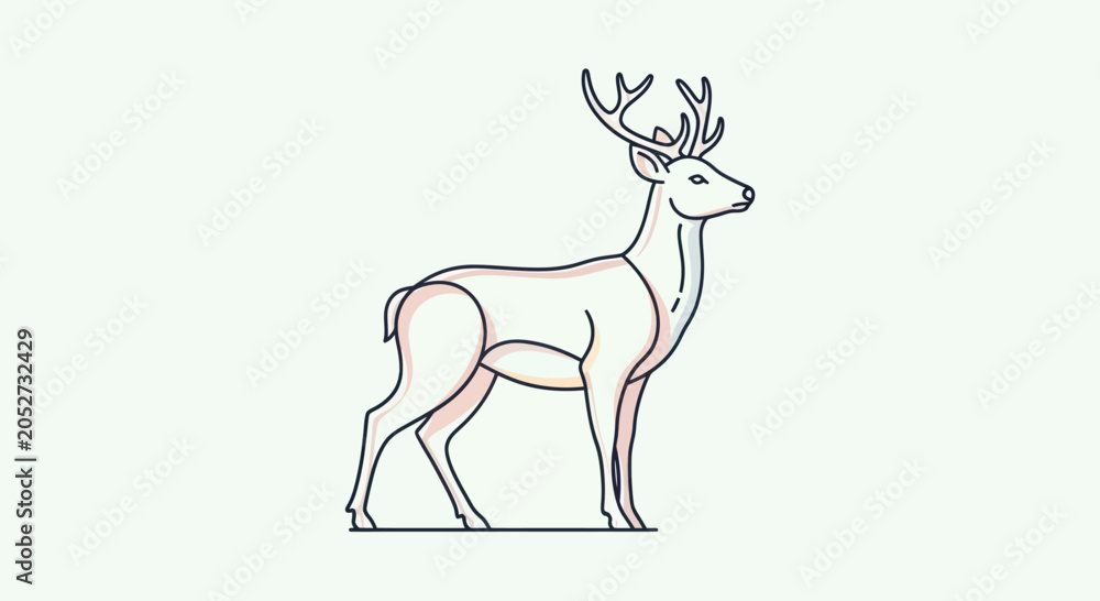 Fototapeta premium Majestic Deer with Antlers Standing Gracefully.