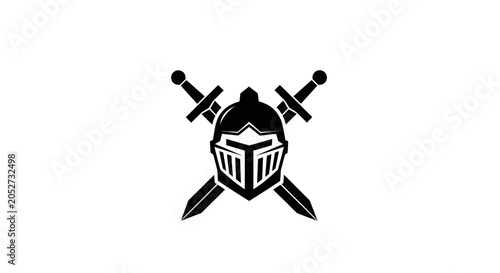 Fotografie Medieval Knight Helmet and Crossed Swords Emblem.