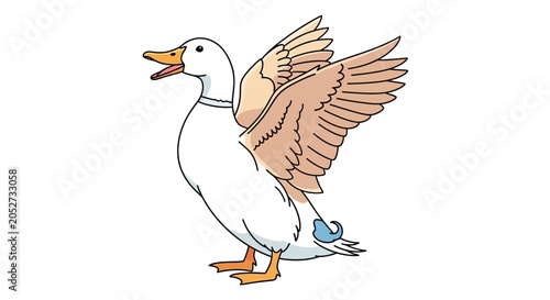 White Duck with Orange Beak.