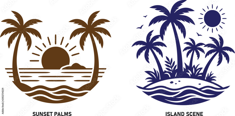Obraz premium Tropical palm tree silhouette designs