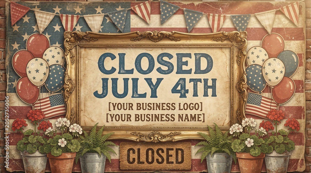 Obraz premium Independence Day Closed Sign, Patriotic Decorations