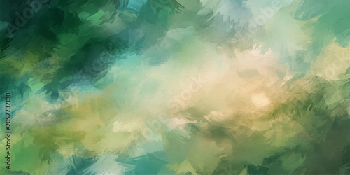 Bild auf Leinwand An abstract blue watercolor and grunge sky background with soft white clouds, ca