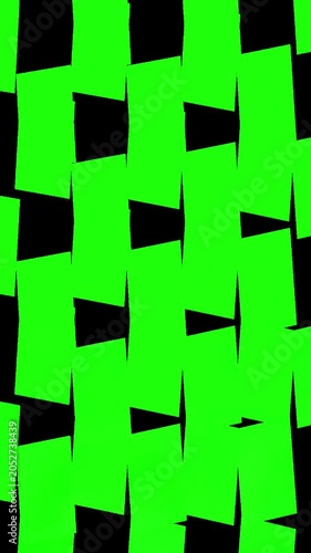 Abstract Geometric Pattern Featuring Vibrant Neon Green Interlocking Rectangular Shapes Set Against A Solid Black Background