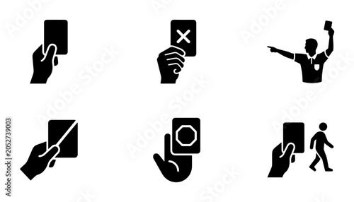 Canvastavla Soccer Referee Cards and Signals Vector Icons Set, Red Yellow Cards, Fouls, Game