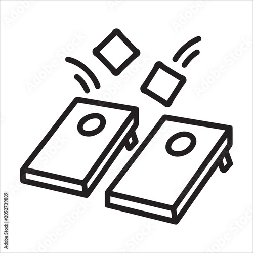  Cornhole boards bean bag toss game outline icon vector