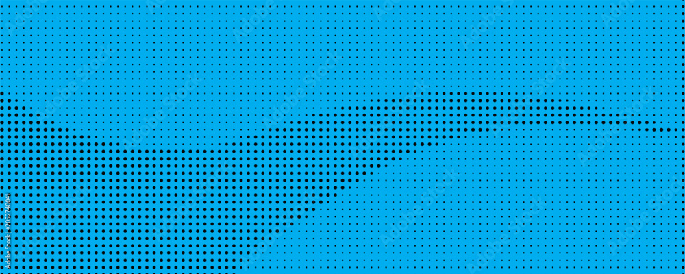 Naklejka premium Abstract Blue Halftone Dot Pattern With Black Cracked Texture and Digital Grid Effect