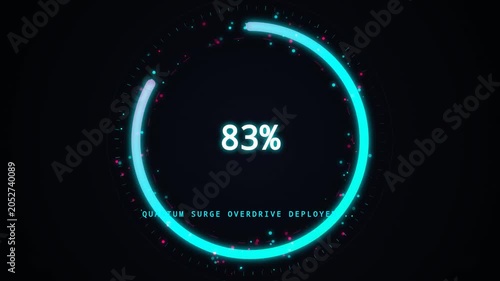Futuristic loading animation with percentage display