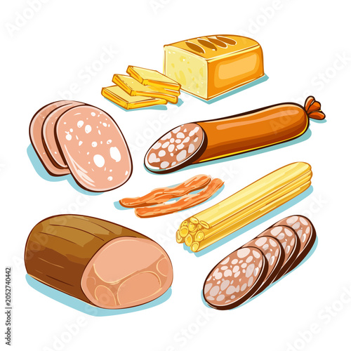 Foto Assorted party appetizers with sliced sausages cheese breadsticks ham and cracke