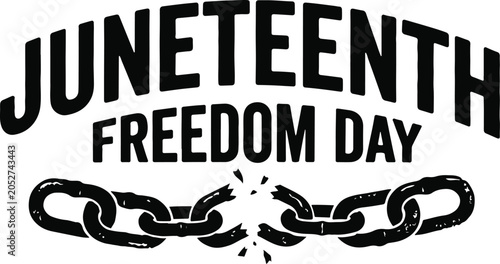 Obraz na plátně Juneteenth freedom day typographic design with broken chains graphic, juneteenth