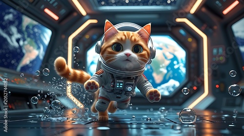 cat in a spaceship
