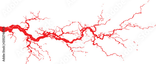Foto Abstract red blood vessel or river network crack texture silhouette background concept vector illustration